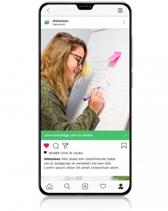Voorbeeld post op Instagram als decoratief beeld