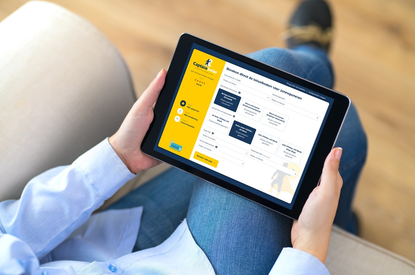 iPad met de calculator voor Captain Solar in beeld