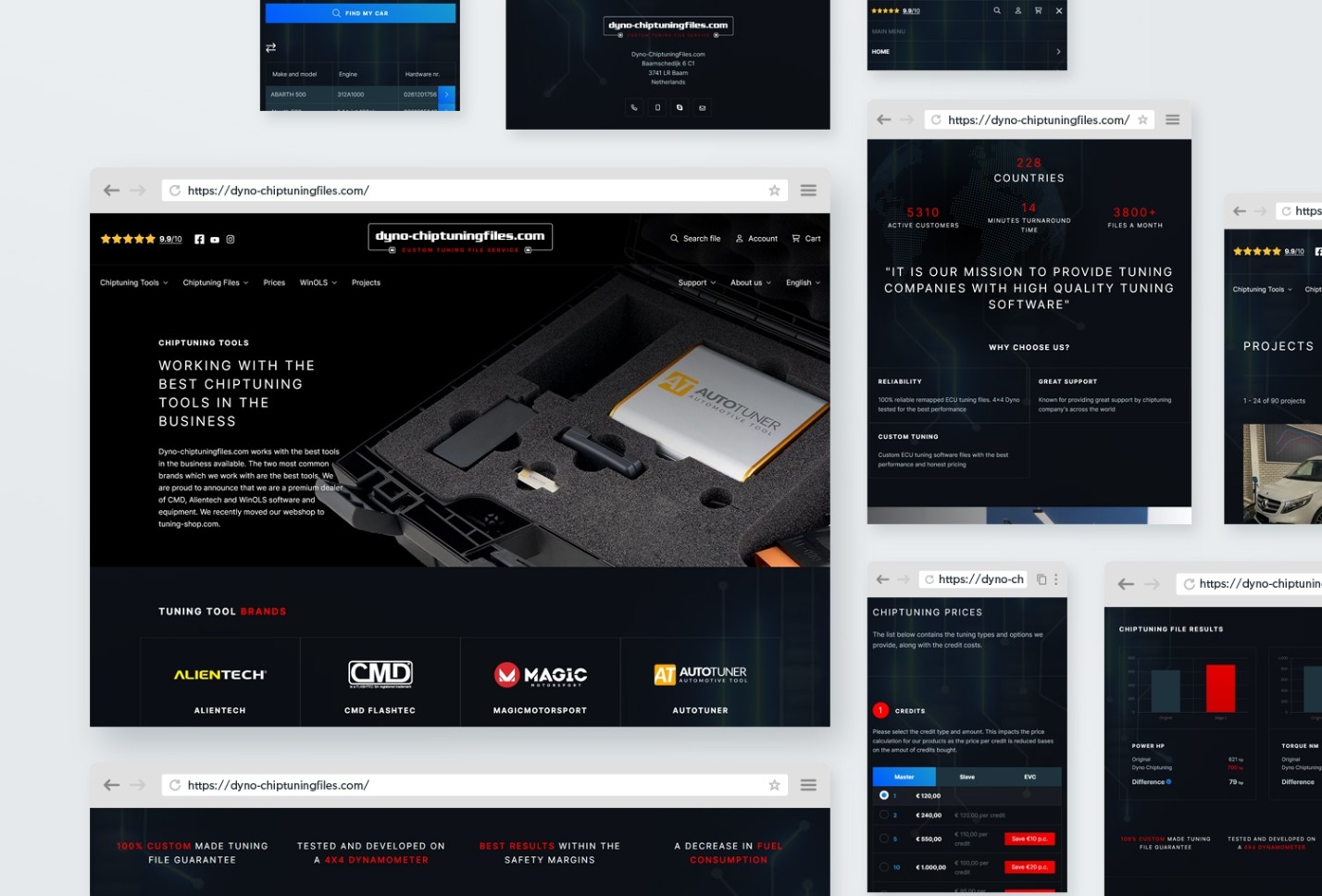 Schetsen van de website van Dyno-ChiptuningFiles.com