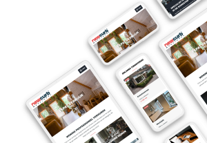 Laptop en telefoon met daarop de website van NEWCURB makelaars