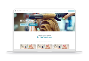 Laptop en telefoon met daarop de website van De Haarkunstenaar