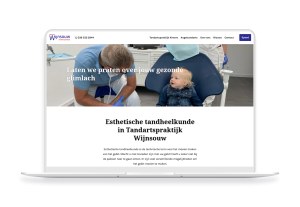 Laptop en telefoon met daarop de website van Tandartspraktijk Wijnsouw