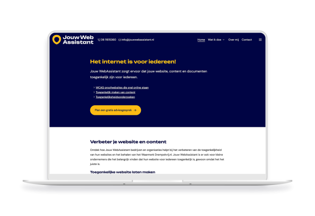 Laptop en telefoon met daarop de website van Jouw WebAssistant