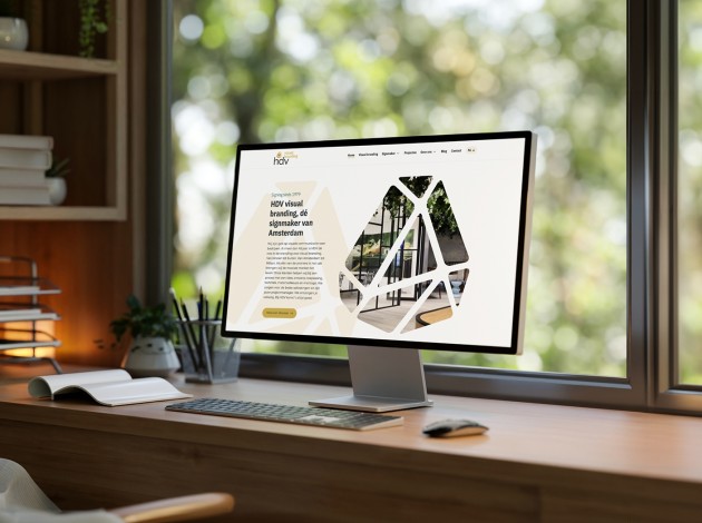 iMac met de website van HDV visual branding in beeld