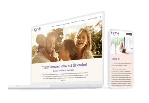 Laptop en telefoon met daarop de website van High5coaching