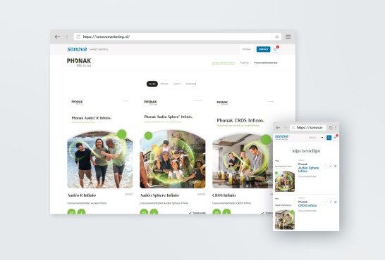 Schetsen van de website Sonova Nederland