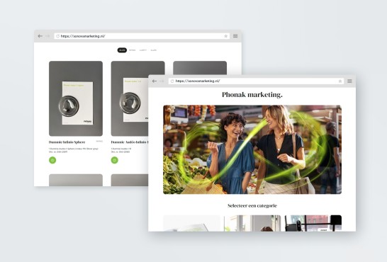 Schetsen van de website Sonova Nederland