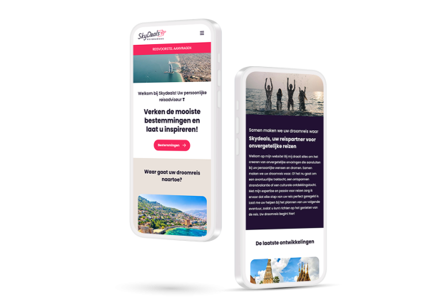 Laptop en telefoon met daarop de website van SkyDeals