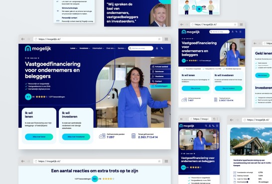Homepagina van Mogelijk op verschillende schermformaten