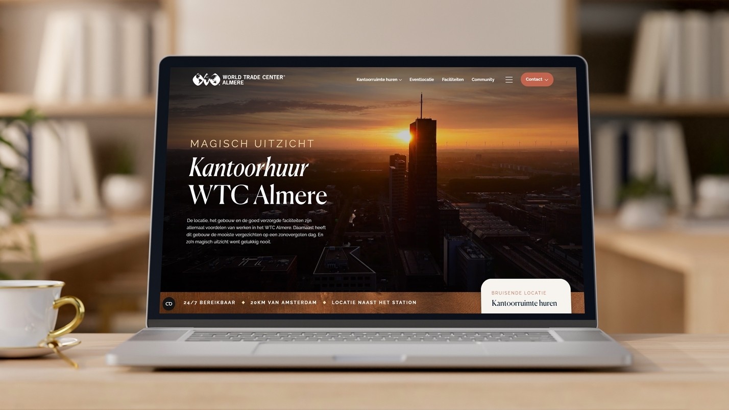 WTC Almere website shown on a laptop