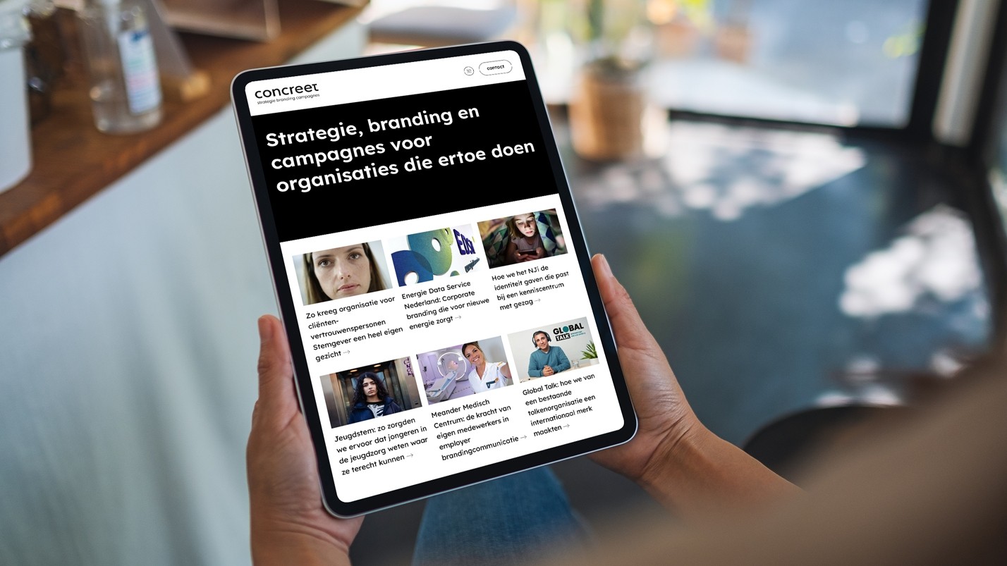 De nieuwe website van Concreeft getoond op een ipad